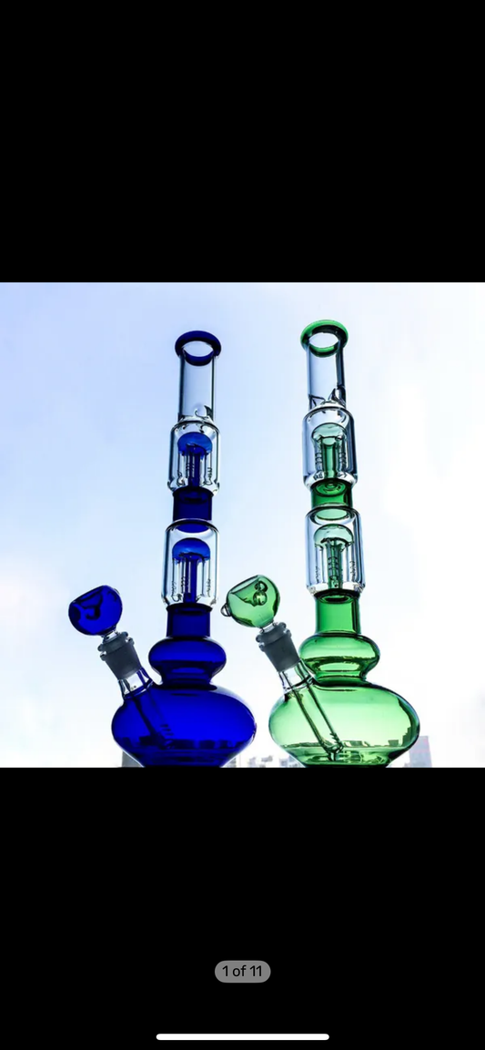 Glass bong double percolator